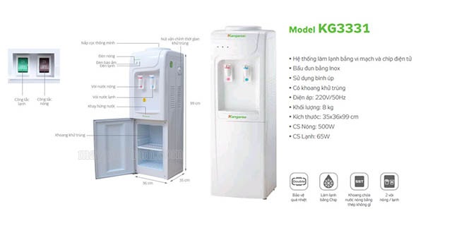 máy nước nóng lạnh kangaroo kg3331