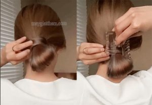 Cách quấn tóc bằng kẹp càng cua kiểu búi thấp